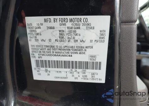 2010 Ford Escape Xlt from USA, damaged, VIN 1FMCU0DG9AKA69344